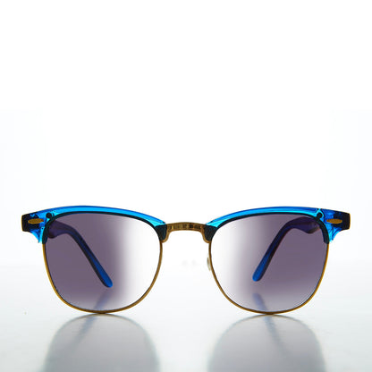 Half Rim Sunglasses with Flash Mirror Lens - Russo