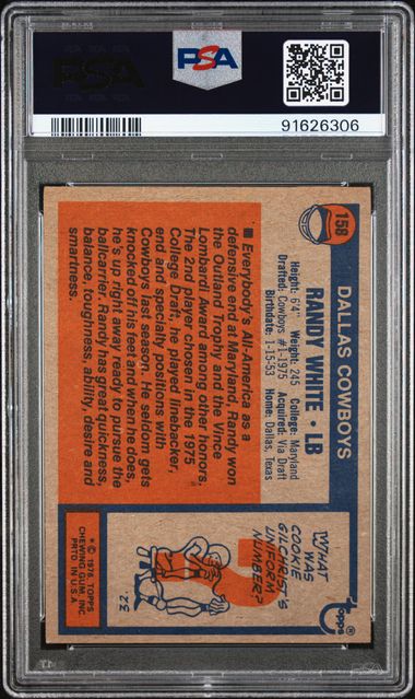 Graded 1976 Topps Randy White #158 Rookie RC Football Card PSA 7 NM