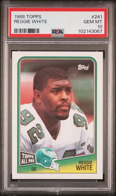 Graded 1988 Topps Reggie White #241 Football Card PSA 10 Gem Mint