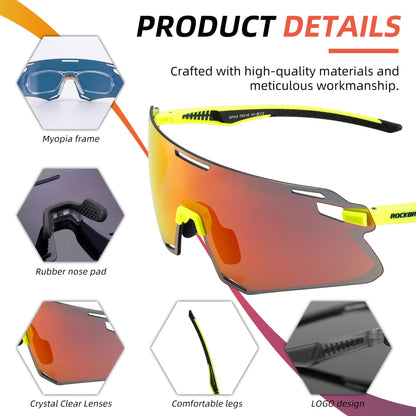 ROCKBROS Cycling GlassesMTB Biking  Sports Sunglasses with Anti Blue Lenses Men