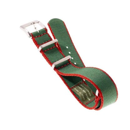 Eco-Friendly Nylon Military Strap Green Red Borders