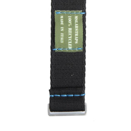 Eco-Friendly Nylon Military Watch Strap -  Black Blue Stitches