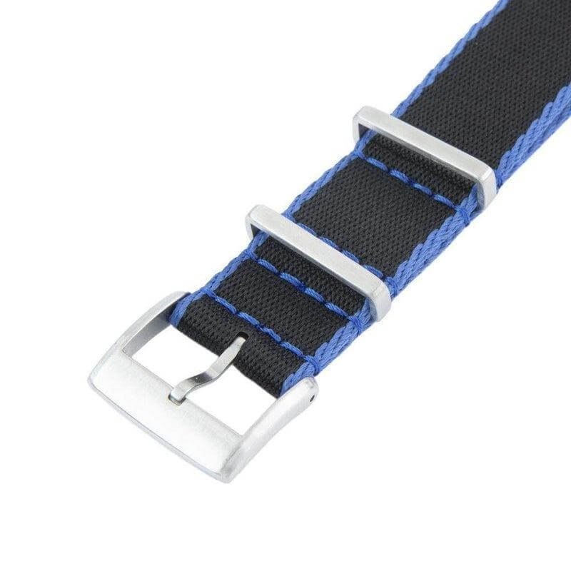 Eco-Friendly Nylon Military Watch Strap -  Black Light Blue Borders