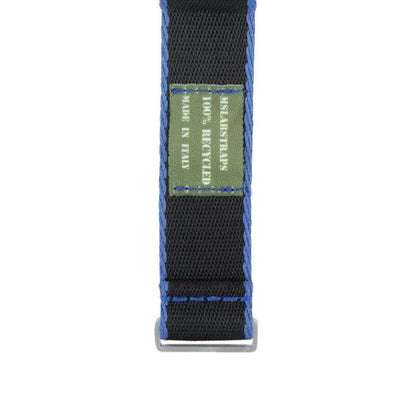 Eco-Friendly Nylon Military Watch Strap -  Black Light Blue Borders