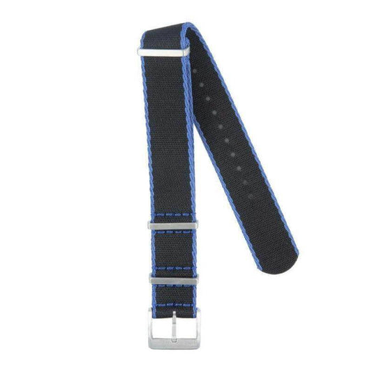Eco-Friendly Nylon Military Watch Strap -  Black Light Blue Borders