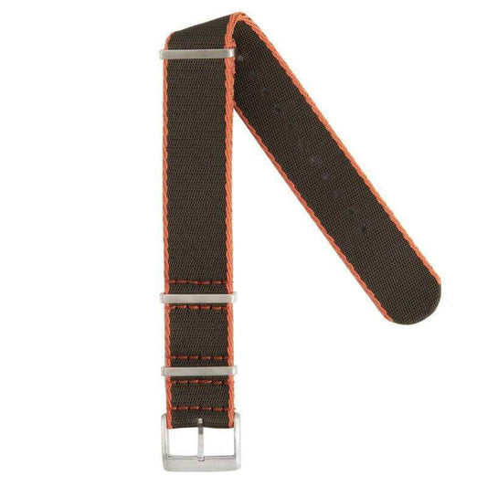Eco-Friendly Nylon Military Watch Strap -  Black Orange Borders