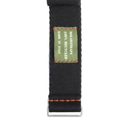 Eco-Friendly  Nylon Military  Watch Strap -  Black Orange Stitches