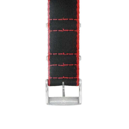 Eco-Friendly  Nylon Military  Watch Strap -  Black Red Borders