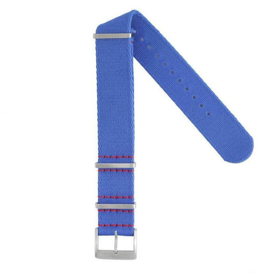 Eco-Friendly  Nylon Military  Watch Strap -  Blue light Red Stitches