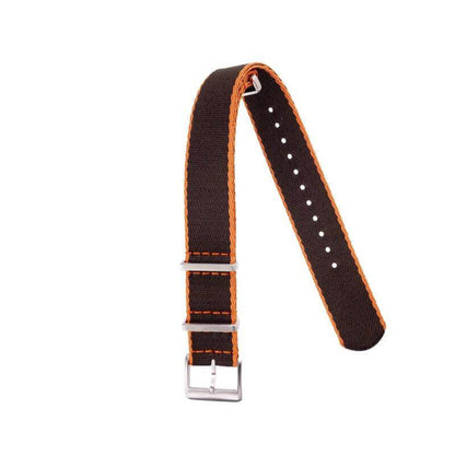Eco-Friendly Nylon Military Watch Strap -  Brown Orange Borders