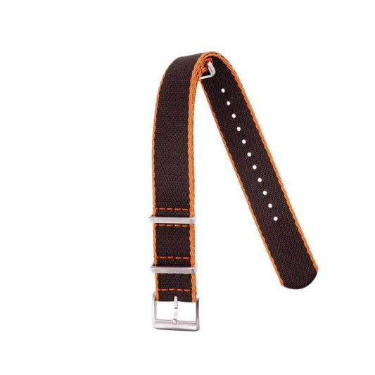 Eco-Friendly Nylon Military Watch Strap -  Brown Orange Borders