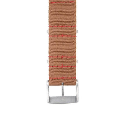 Eco-Friendly Nylon Military Watch Strap -  Brown Red Stitches