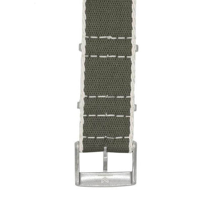 Eco-Friendly Nylon Military Watch Strap -  Color Dark Green White Borders