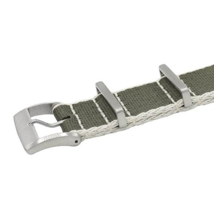 Eco-Friendly Nylon Military Watch Strap -  Color Dark Green White Borders