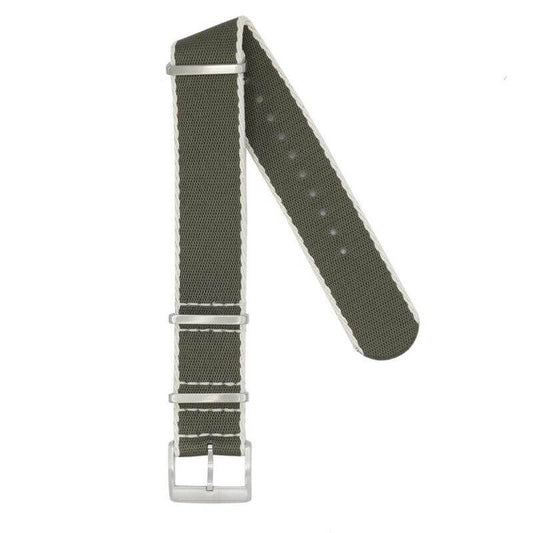 Eco-Friendly Nylon Military Watch Strap -  Color Dark Green White Borders