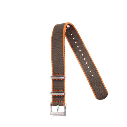 Eco-Friendly Nylon Military  Watch Strap -  Dark Green - Orange Borders