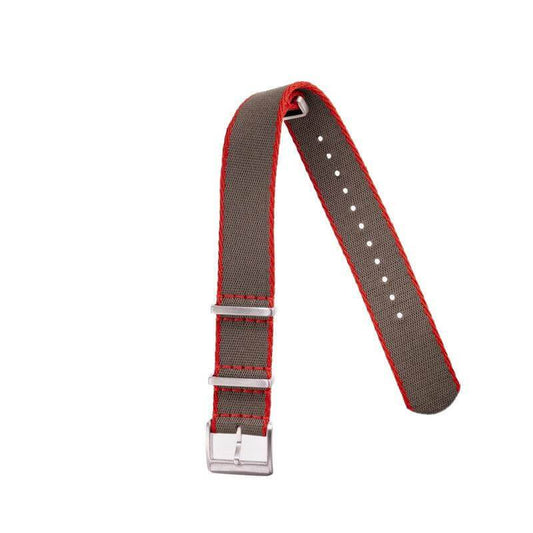 Eco-Friendly Nylon Military Watch Strap -  Dark Green Red Borders