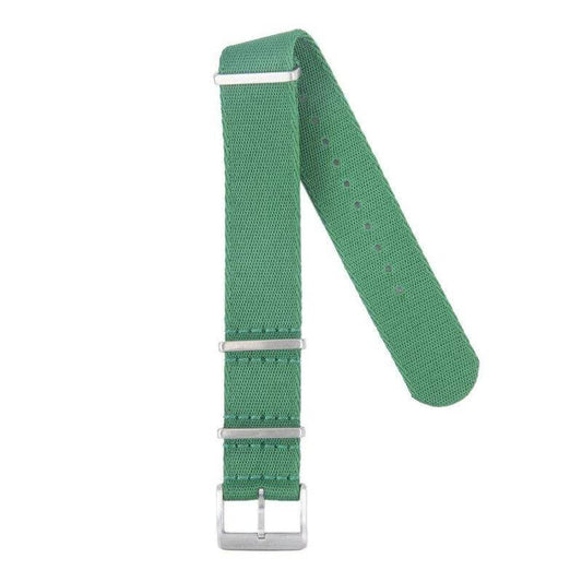 Eco-Friendly  Nylon Military  Watch Strap -  Green -GREEN STITCHES