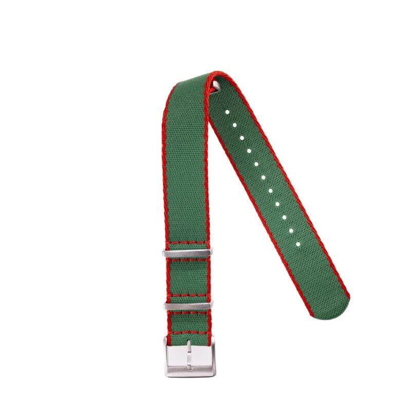 Eco-Friendly Nylon Military Watch Strap -  Green Orange Borders