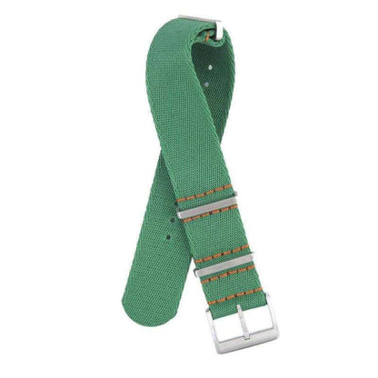Eco-Friendly Nylon Military Watch Strap -  Green Orange Stitches