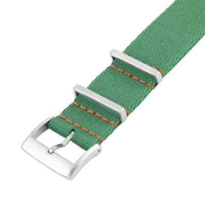 Eco-Friendly Nylon Military Watch Strap -  Green Orange Stitches