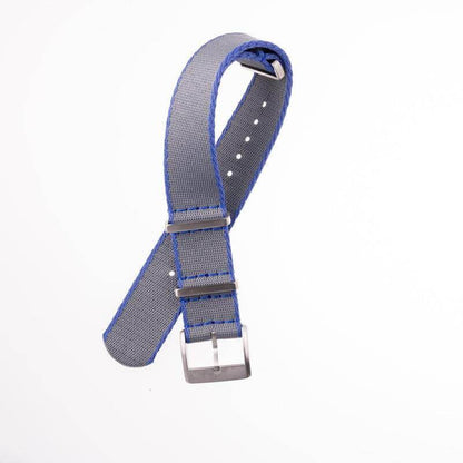 Eco-Friendly Nylon Military Watch Strap -  Grey Blue Borders