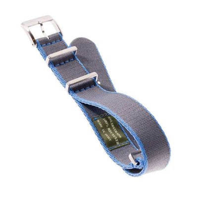 Eco-Friendly Nylon Military Watch Strap -  Grey Blue Borders