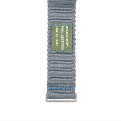 Eco-Friendly Nylon Military Watch Strap -  Grey Light Blue Stitches