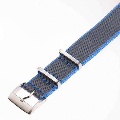Eco-Friendly Nylon Military Watch Strap -  Grey Light Blue Borders