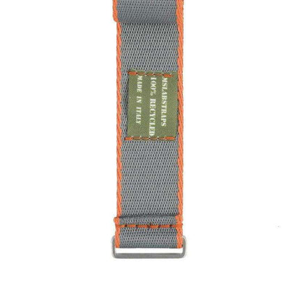 Eco-Friendly Nylon Military Watch Strap -  Grey Orange Borders
