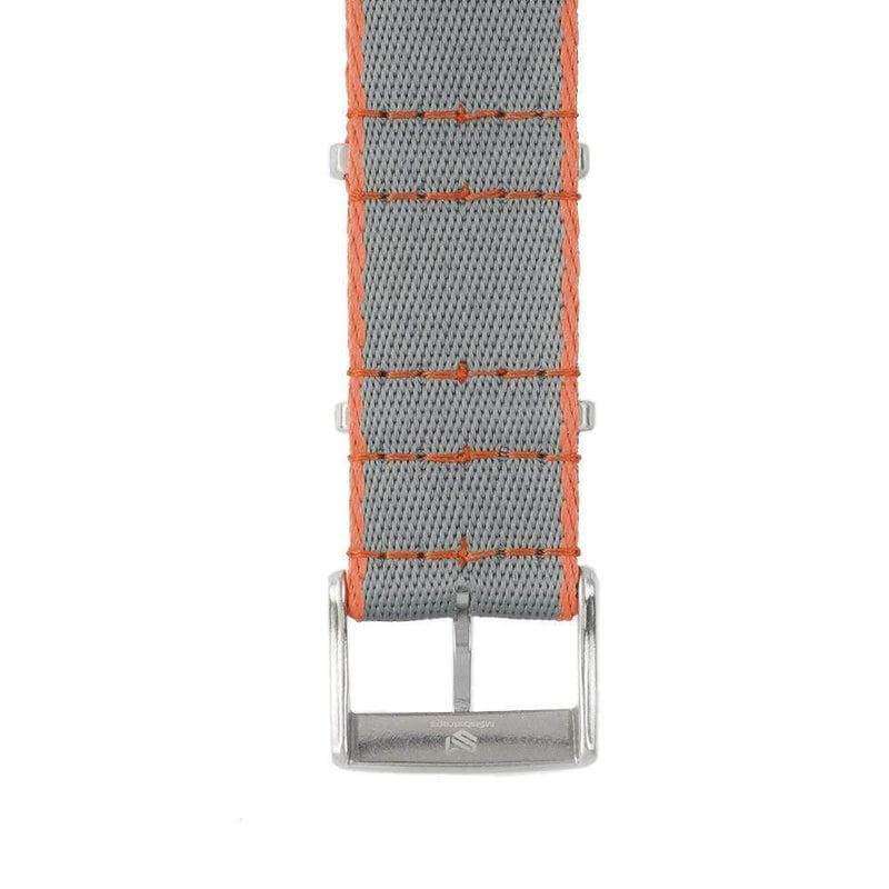 Eco-Friendly Nylon Military Watch Strap -  Grey Orange Borders