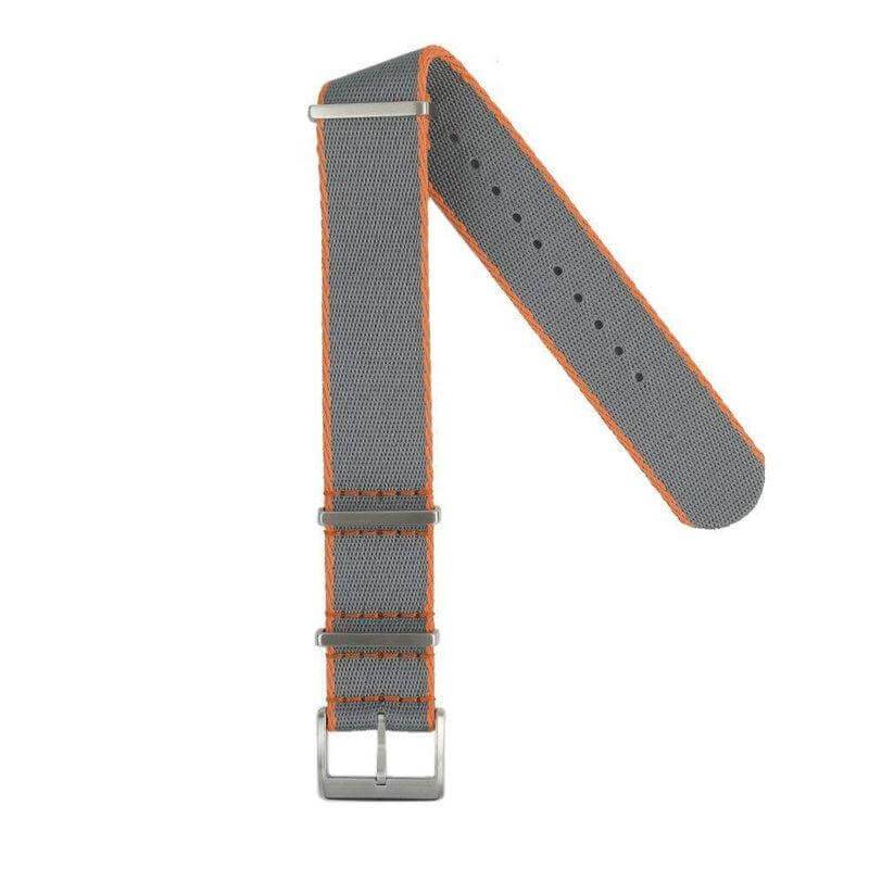 Eco-Friendly Nylon Military Watch Strap -  Grey Orange Borders