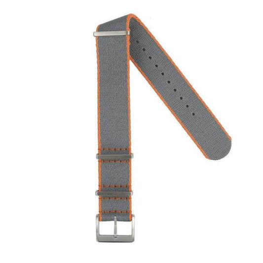 Eco-Friendly Nylon Military Watch Strap -  Grey Orange Borders
