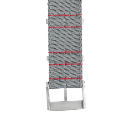 Eco-Friendly Nylon Military  Watch Strap -  Grey Red Stitches