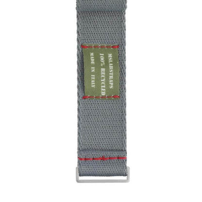 Eco-Friendly Nylon Military  Watch Strap -  Grey Red Stitches