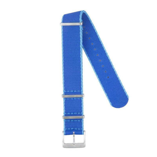 Eco-Friendly Nylon Military Watch Strap -  Navy Blue light Blue Borders