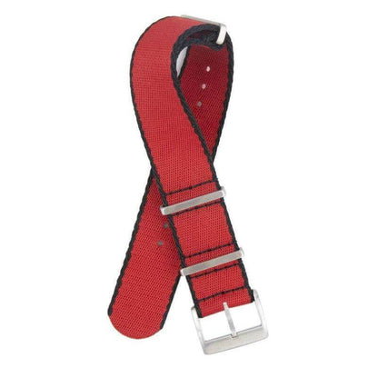 Eco-Friendly Nylon Military Watch Strap -  Red Black Borders