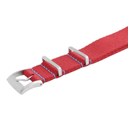 Eco-Friendly Nylon Military Watch Strap -  Red Light Blue Stitches