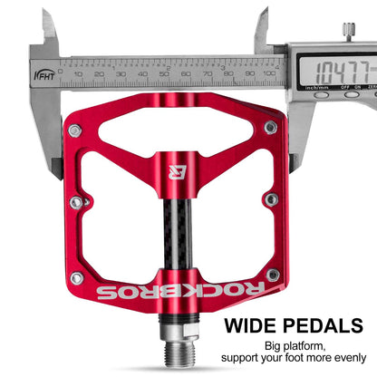 ROCKBROS Mountain MTB Bike Flat 9/16 Lightweight Carbon Fiber Sealed Bearing Pedals - Triathlete Store