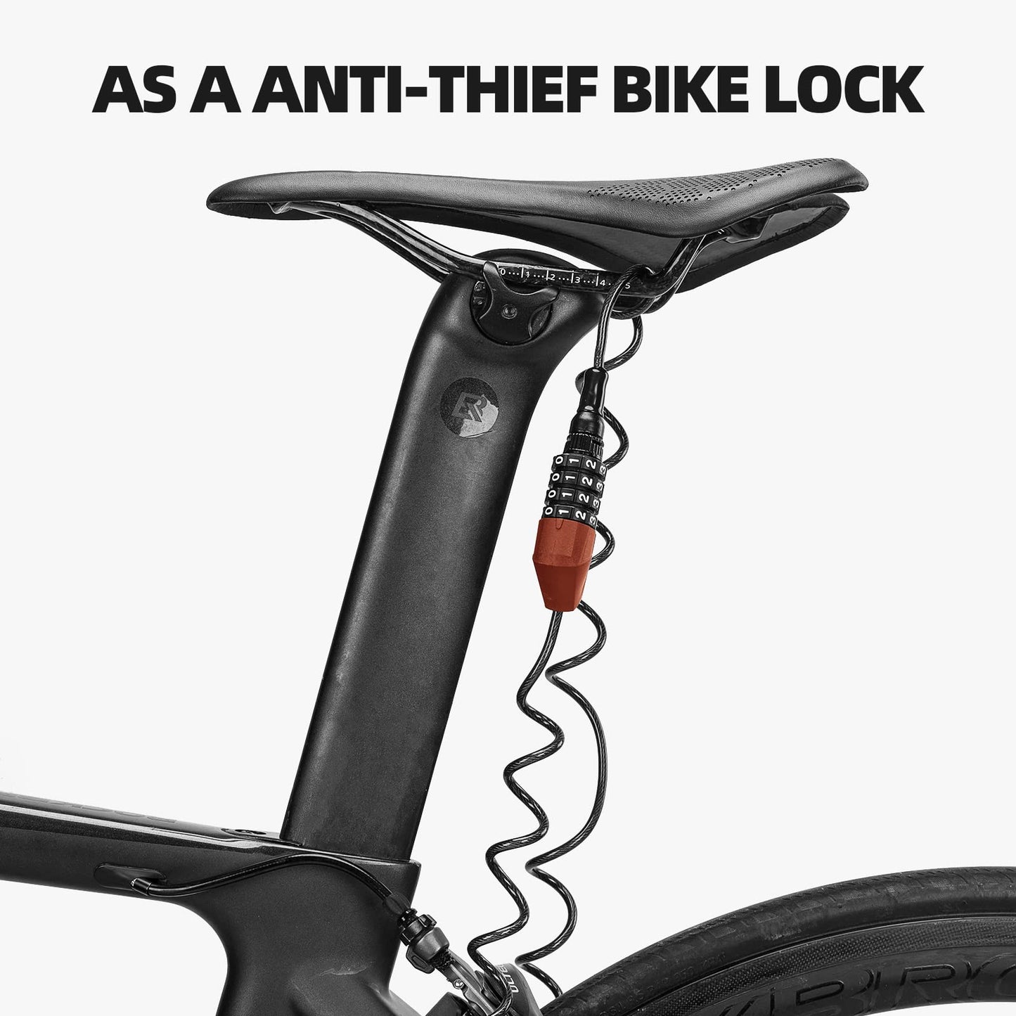 ROCKBROS Lightweight Helmet Lock, Resettable Combination Cable Lock for Bike & Luggage