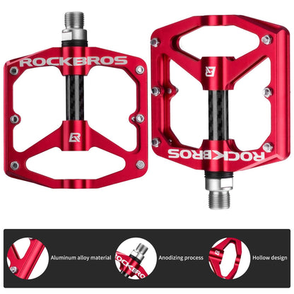 ROCKBROS Mountain MTB Bike Flat 9/16 Lightweight Carbon Fiber Sealed Bearing Pedals - Triathlete Store