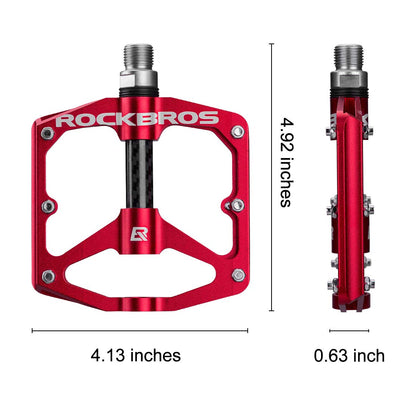 ROCKBROS Mountain MTB Bike Flat 9/16 Lightweight Carbon Fiber Sealed Bearing Pedals - Triathlete Store