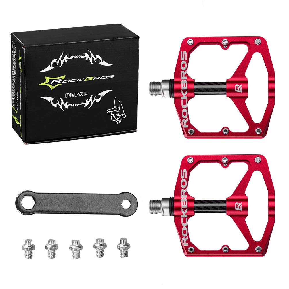 ROCKBROS Mountain MTB Bike Flat 9/16 Lightweight Carbon Fiber Sealed Bearing Pedals - Triathlete Store