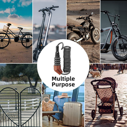 ROCKBROS Lightweight Helmet Lock, Resettable Combination Cable Lock for Bike & Luggage