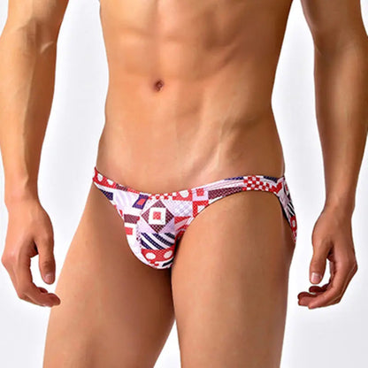 Red Pattern Low Cut Swim Brief