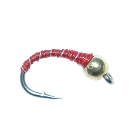 3 Pack Bead Head Red Zebra Midge Still Water Nymph Fly Fishing Fly Hook Size 16 - Triathlete Store