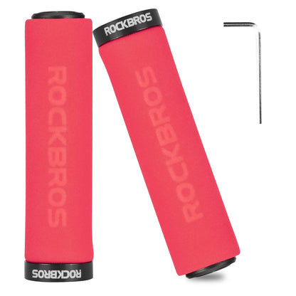 ROCKBROS Bike Grips Foam Single Lock on Bicycle  Soft Comfortable Non-Slip Bike Handle Grips