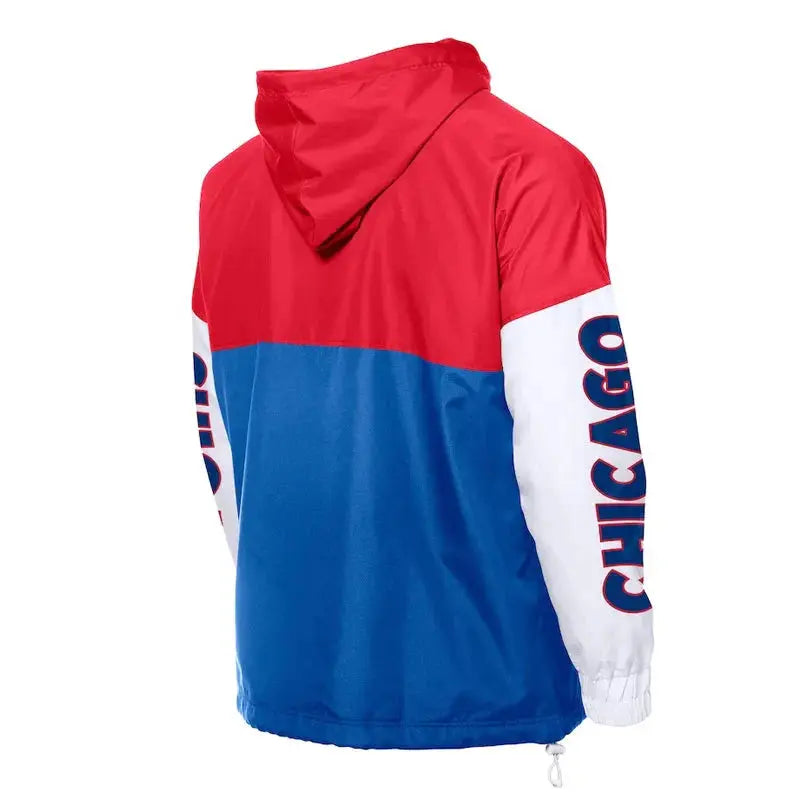 Chicago Cubs Color Block Royal/Red Hoodie Windbreaker
