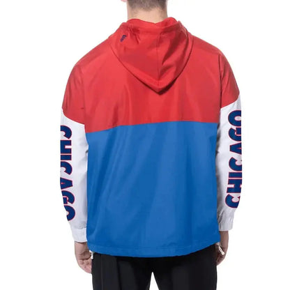 Chicago Cubs Color Block Royal/Red Hoodie Windbreaker