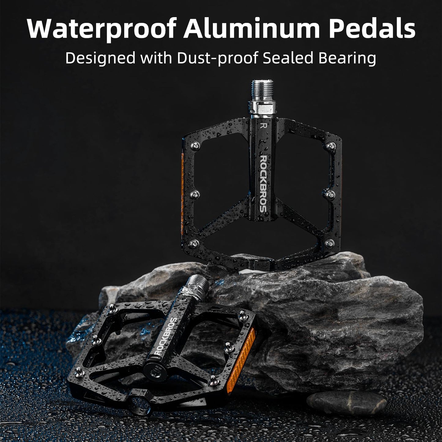 ROCKBROS MTB Reflective Aluminum Pedals 9/16" Sealed Bearing Lightweight